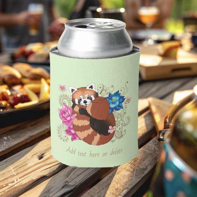 Enfriador De Latas Flores Rojas Panda Henna (Subido por el creador)