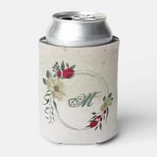 Enfriador De Latas flores rojas y amarillo pálido