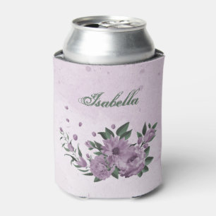 Enfriador De Latas flores románticas polvorientas púrpura vegetación