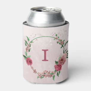 Enfriador De Latas flores rosadas hojas verdes boda