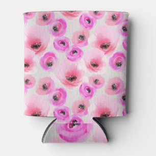 Enfriador De Latas Flores rosas acuarela arte digital