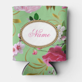 Enfriador De Latas Flores rosas con nombre