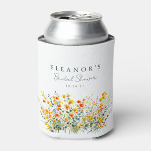 Enfriador De Latas Flores silvestres de pradera amarillas y naranjas 