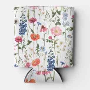 Enfriador De Latas Flores silvestres de verano, acuarela sin costuras