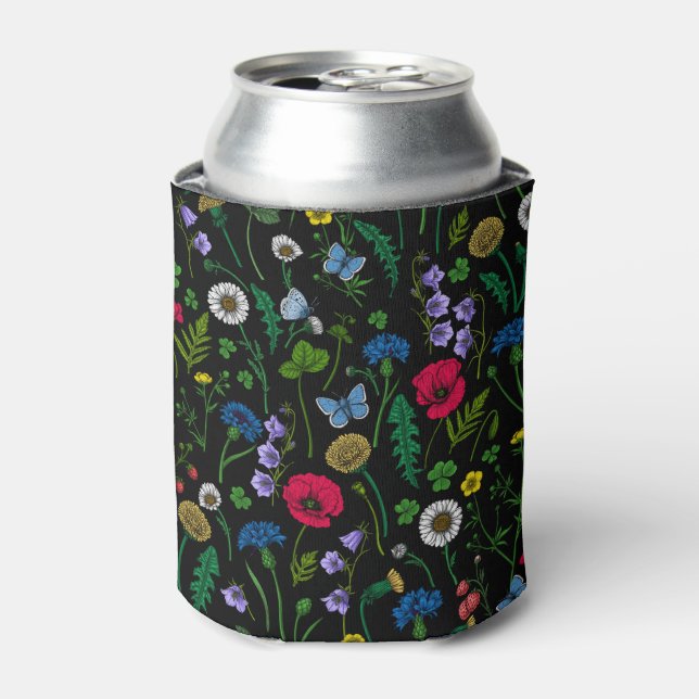 Enfriador De Latas Flores silvestres en negro (Lata Anverso)
