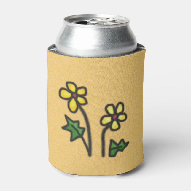 Enfriador De Latas Flores suaves amarillo (Lata Anverso)