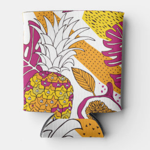 Enfriador De Latas Flores tropicales Frutas: Impresión exótica