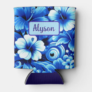 Enfriador De Latas Flores Tropicales Hawaianas Hibisco Personalizadas
