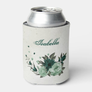 Enfriador De Latas flores verdes esmeralda botánico