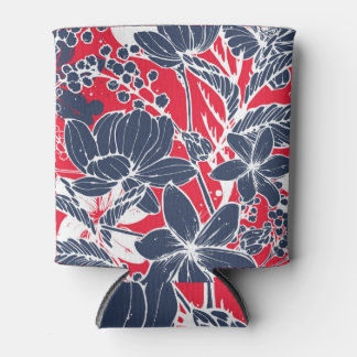 Enfriador De Latas Flores Vintage dibujadas a mano, patrón elegante.