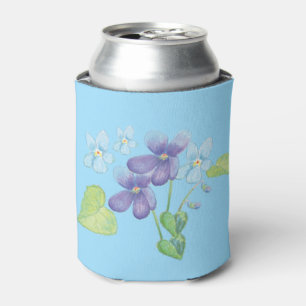 Enfriador De Latas Flores violetas salvajes Ilustracion azul claro
