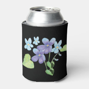 Enfriador De Latas Flores violetas salvajes Ilustracion negro