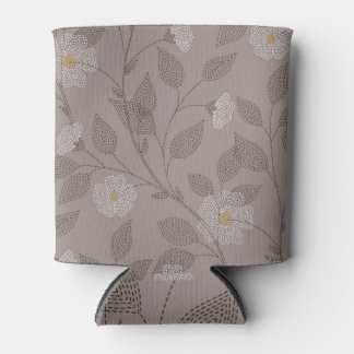 Enfriador De Latas Flores y hojas bordadas, diseño sin fisuras.
