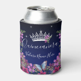 Enfriador De Latas Flores y mariposa Princesa Quinceanera azul Ca
