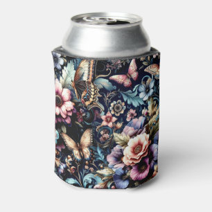 Enfriador De Latas Flores y mariposas antiguas de primavera