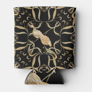 Enfriador De Latas Flores y pájaros: Vintage estilo Nouveau