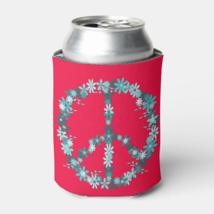 Enfriador De Latas Flower power del símbolo de paz