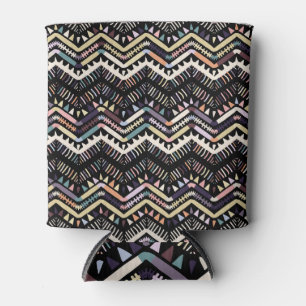 Enfriador De Latas Folclore geométrico Ikat, patrón tribal azteca.