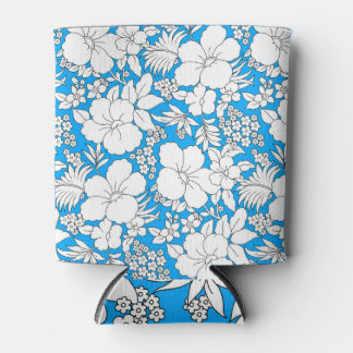 Enfriador De Latas Fondo Azul: Patrón floral sin soldadura.