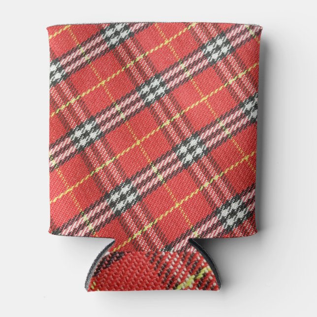 Enfriador De Latas Fondo clásico de textura de tartán (Anverso)