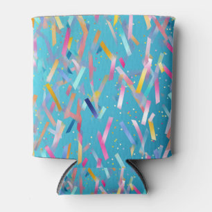 Enfriador De Latas Fondo de confeti multicolor sobre azul