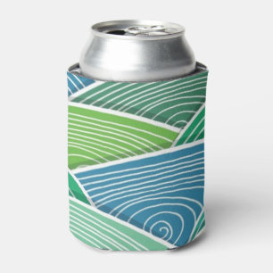 Enfriador De Latas Fondo de ondas verdes abstractas encrespadas