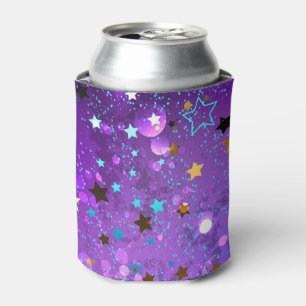 Enfriador De Latas Fondo de papel de aluminio púrpura con estrellas