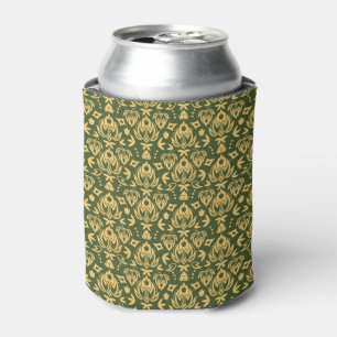 Enfriador De Latas Fondo floral de madera del modelo del damasco