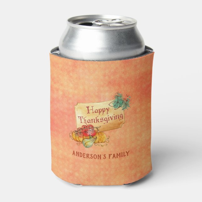 Enfriador De Latas Fondo Naranja de frutas otoñales (Lata Anverso)