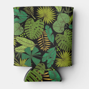 Enfriador De Latas Fondo negro de hojas tropicales
