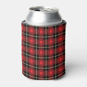 Enfriador De Latas Fondo rojo de la tela escocesa