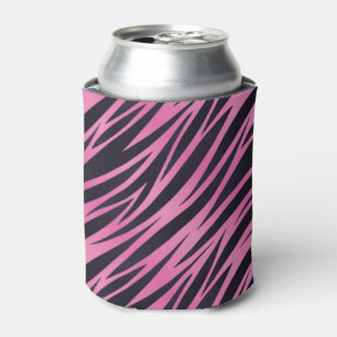 Enfriador De Latas Fondo rosado de la raya de la cebra