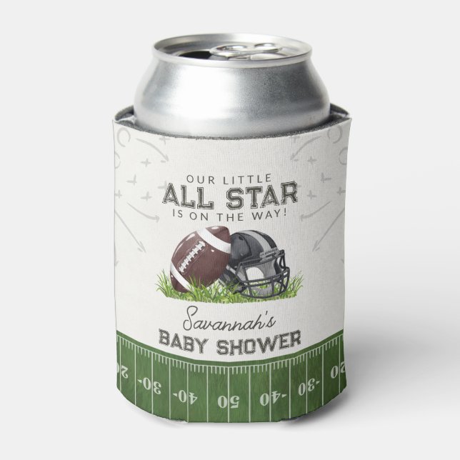 Enfriador De Latas Football Little All Star Touchdown Baby Shower (Lata Anverso)
