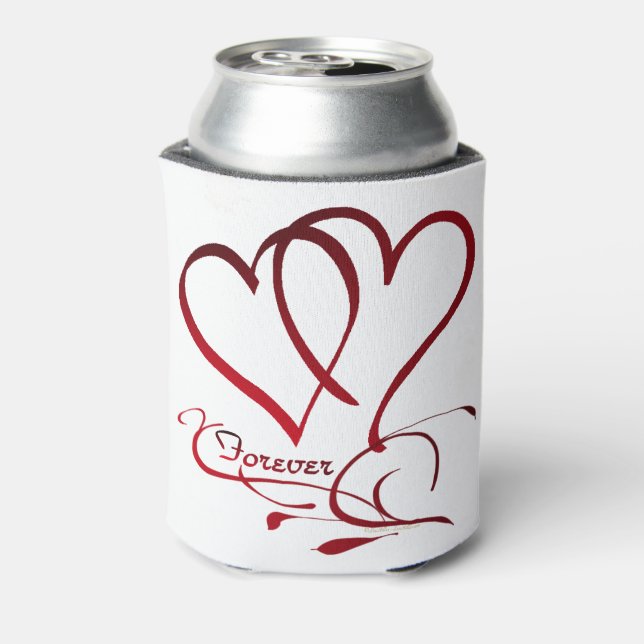 Enfriador De Latas Forever Hearts Red on White (Reverso de la lata)