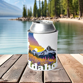 Enfriador De Latas Forma de Idaho con montaña y flores silvestres