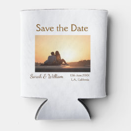 Enfriador De Latas Foto clásica blanco elegante tipografía boda mod