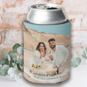 Enfriador De Latas Foto de boda personalizada Nombres de la pareja