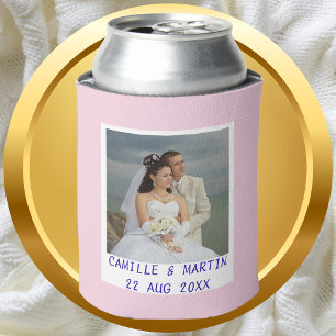 Enfriador De Latas Foto de casamiento personalizado rosado moderno pe