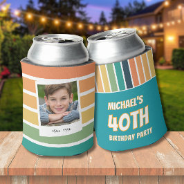 Enfriador De Latas Foto de cumpleaños número 40 retro para él