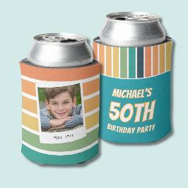 Enfriador De Latas Foto de cumpleaños número 50 retro para él