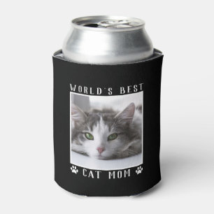 Enfriador De Latas Foto de huellas de gato de la mejor mamá de gatos 