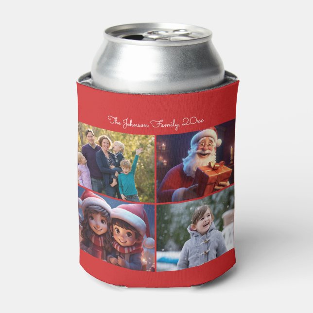 Enfriador De Latas Foto de la familia Cuse Merry Christmas (Lata Anverso)