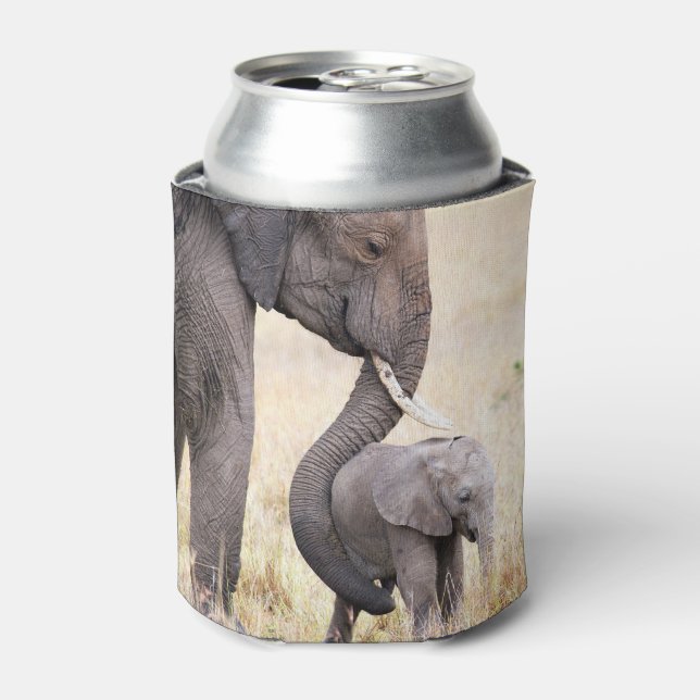 Enfriador De Latas Foto de la madre y el bebé del elefante (Lata Anverso)