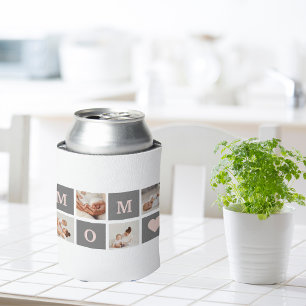 Enfriador De Latas Foto de la mejor mamá de color rosa y gris