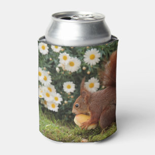 Enfriador De Latas Foto de margaritas adorables ardillas rojas