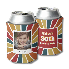 Enfriador De Latas Foto de niño retro cumpleaños 50