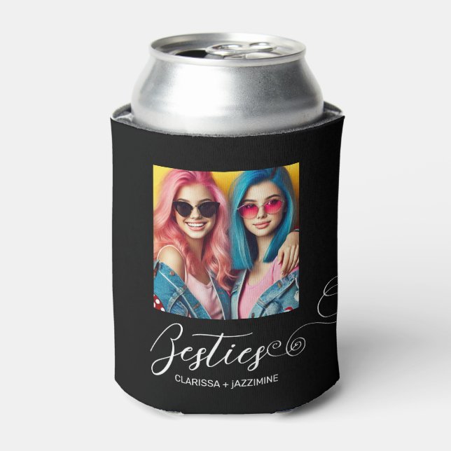 Enfriador De Latas Foto moderna de Bestie blanco negro personalizada (Lata Anverso)