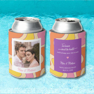 Enfriador De Latas Foto personalizada boda retro divertida