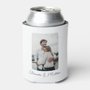 Enfriador De Latas Foto personalizada de caligrafía de Boda blanco ne