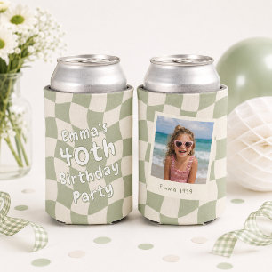 Enfriador De Latas Foto personalizada de cumpleaños 40 de salvia ondu